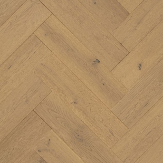 Heartwood Oak Herringbone Creme Brushed and Matt Lacquered